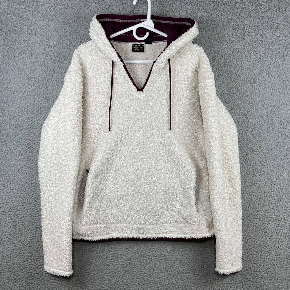Cozy Sherpa Hoodie - Cream with Maroon Trim